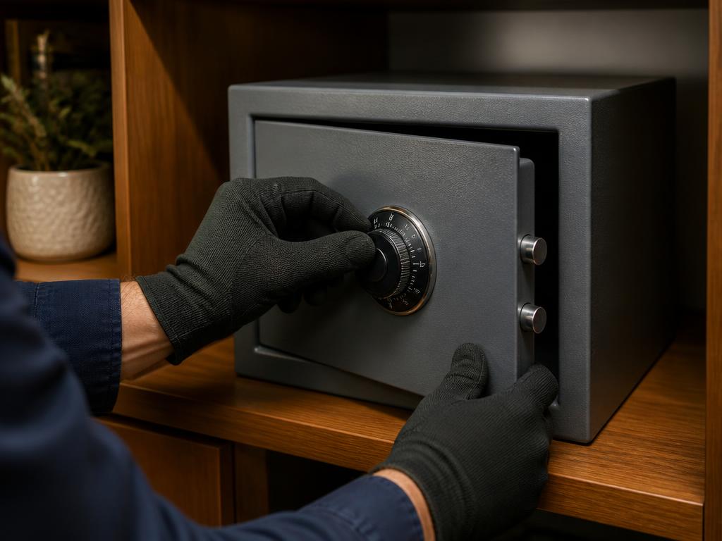 Locksmith opening a home safe